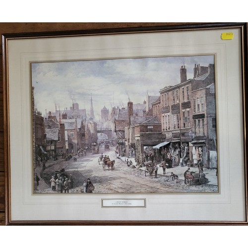 87 - Three city scene prints by Louise Rayner: 'Shopping Day', 'Citygate' and 'A Busy Street' each 43cm x... 