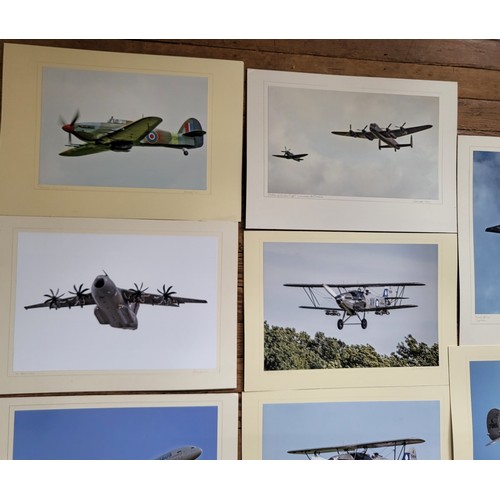 93 - Ten mounted colour photographs of aeroplanes: Hawker Tudor, Gloucester Gladiator, Hawker Demon, Hawk... 