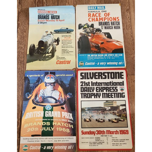 94 - Five original vintage car posters: BRSCC  Trophy Meeting 1968 Brands Hatch
Poster, F1  Race of Champ... 