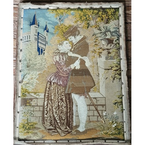 101 - A tapestry featuring an embracing couple 69cm x 51cm.