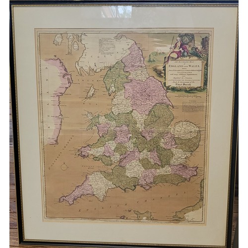 103 - A map of England and Wales by T. Kitchin 1754. 78cm x 69cm