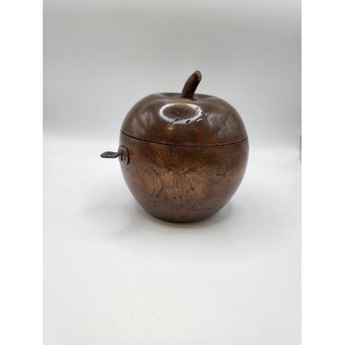 124 - A Georgian style fruitwood apple shaped tea caddy