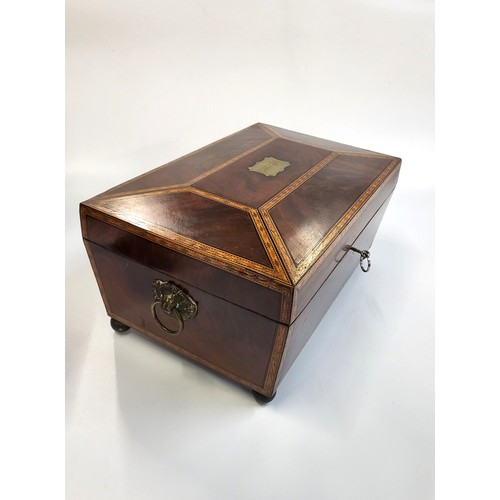 154 - A writing slope 17cm x 38cm x 25cm, a wooden inlaid box 19cm x 41cm x 27cm, and a Philips Empire Bri... 