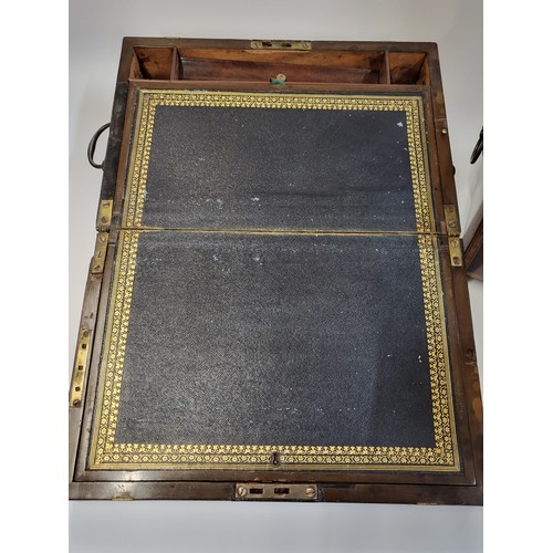 154 - A writing slope 17cm x 38cm x 25cm, a wooden inlaid box 19cm x 41cm x 27cm, and a Philips Empire Bri... 