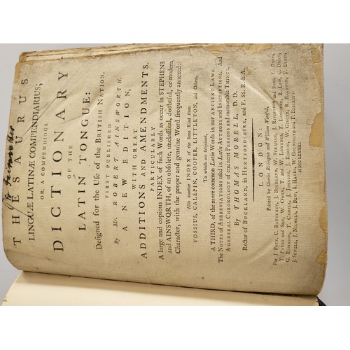 206 - Ainsworth's  Latin Dictionary dated 1753 and a Holy Bible (2)