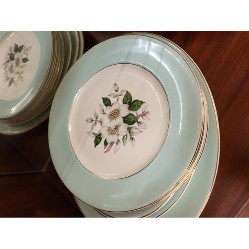 247 - A Johnson Bros. 'Pareek' diner service with pale turquoise border. (29)