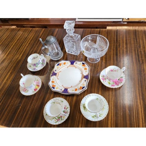 254 - Royal Albert Chrysanthemum, Sweet Pea, Christmas Rose, Snowdrops and Violets pattern cups and saucer... 