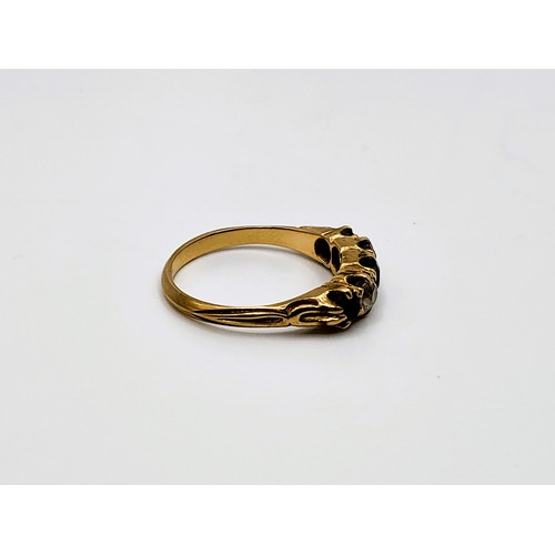 304 - A gold sapphire and diamond Victorian style ring