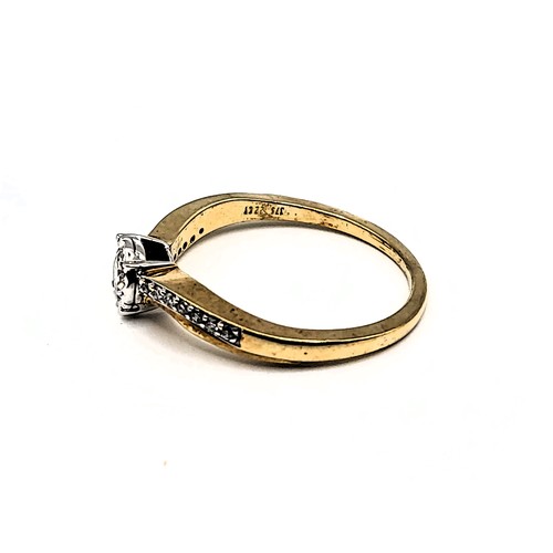 328 - 9ct yellow gold solitaire-style ring set with 0.22ct round brilliant cut diamonds in total, in a twi... 