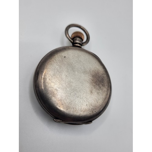 370 - Two pocket watches: one silver with silver chain with hallmarked on each link (The fob chain alone w... 