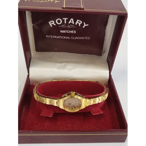 371 - A ladies Rotary gold plated 1980's watch in original box and guarantee paperwork.