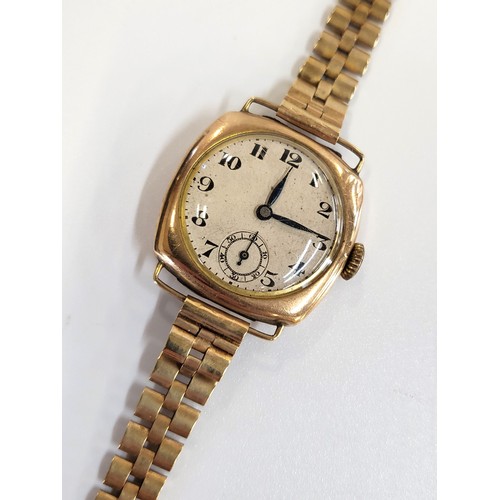 378 - A 9ct gold watch and bracelet, circa 1910. 24gms