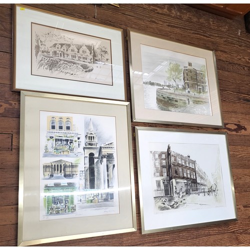 99 - Four Albany Wiseman framed prints: Bloomsbury 78cm x 63cm,  Meand Street 65cm x 77cm, Binghope Manor... 