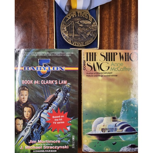 140A - A limited edition bronze Star Trek IV The Voyage Home (895) and two signed paperbacks'The Ship Who S... 