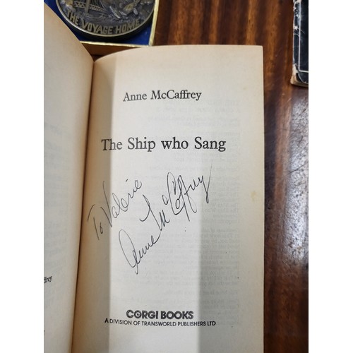 140A - A limited edition bronze Star Trek IV The Voyage Home (895) and two signed paperbacks'The Ship Who S... 