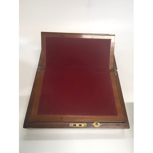 3 - A mahogany writing slope with brass corners and a walnut box with marquetry supplied with two keys. ... 