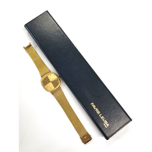 413 - A vintage Favre-Louba gold finish gentleman's wristwatch with metal bracelet in original box.