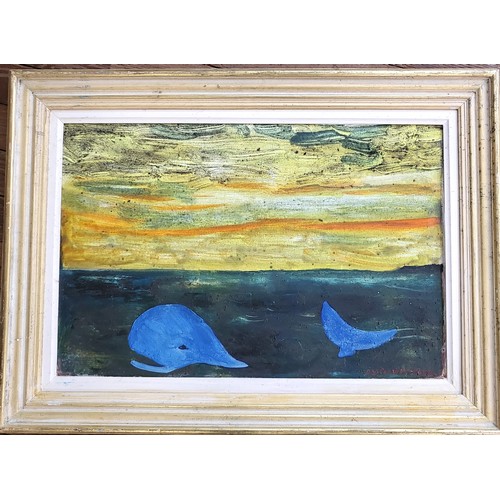 66 - The Whale by Richard Conway Jones set in a large gold frame. 70cm x 95cm including frame.