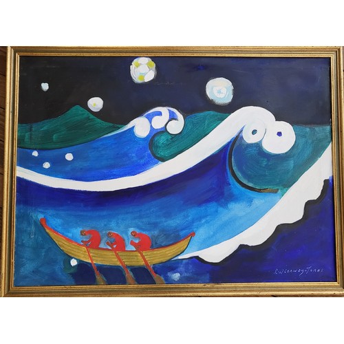 69 - The Big Wave by Richard Conway-Jones. An oil on calico in a slim gold frame. 73cm x 99cm including f... 