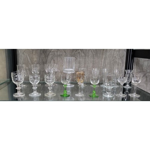 187 - Eighteen drinking glasses, four with pontils. (18)