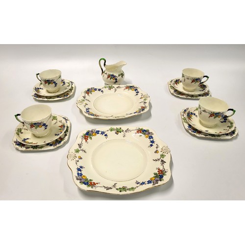 192 - Porcelain tea wares including Paragon, Tuscan, Royal Stafford Wedgwood, and Unicorn. (53)