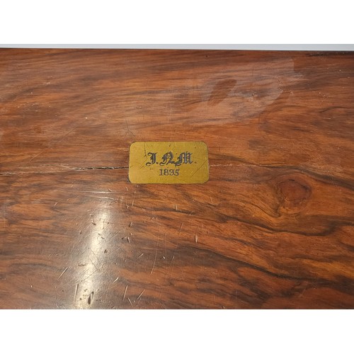 40 - A mahogany writing slope monogrammed and dated 1835 with black insert, ink pot and key 14cm x 41cm x... 