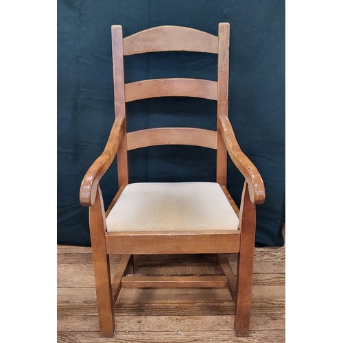 46 - Six oak dining chairs including two carvers. Height 106cm.