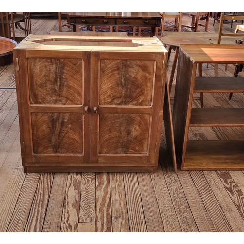 49 - A walnut 1930/40's display/drinks cabinet. In two pieces. 162cm x 204cm x 45cm.