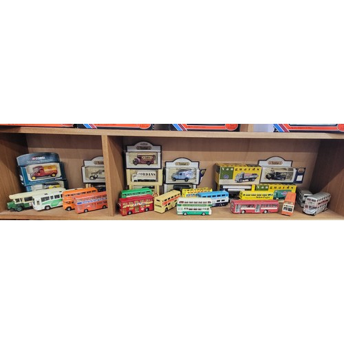 167 - Lledo Days Gone, Vanguards, and Corgi comercials in boxes and buses including Dinky Toys AEC single ... 