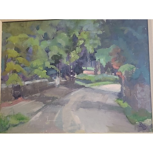 29 - 'Country Lane' oil on canvas framed and glazed 48cm x 58cm including frame and 'Country Lane' in pas... 