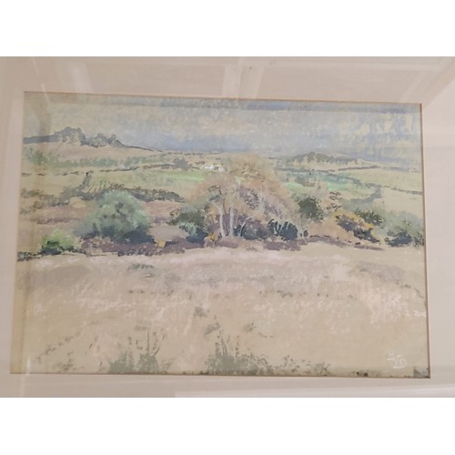 30 - 'Brecon Landscape' in pastel and conte framed and glazed 43cm x 55cm including frame, 'Towards Pen C... 