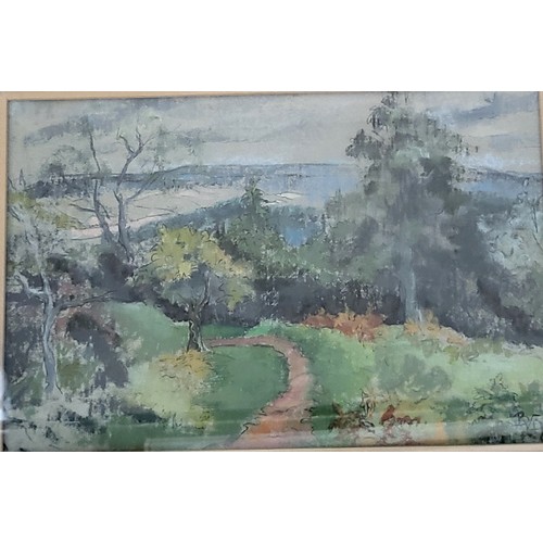 30 - 'Brecon Landscape' in pastel and conte framed and glazed 43cm x 55cm including frame, 'Towards Pen C... 