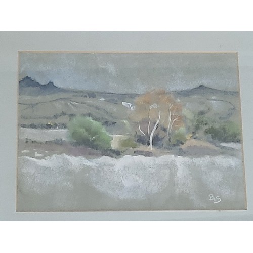 30 - 'Brecon Landscape' in pastel and conte framed and glazed 43cm x 55cm including frame, 'Towards Pen C... 