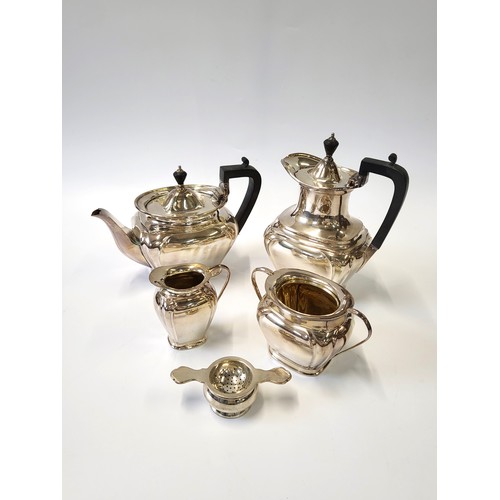 165 - A collection of silver plate including EPNS tea set, toast rack, three dishes, tureen and lid, and t... 