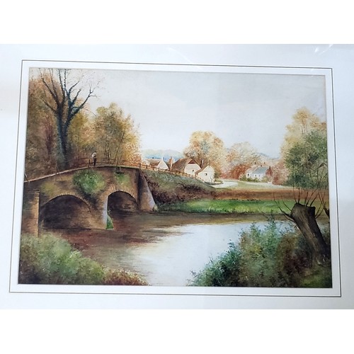 34 - A pair of unsigned watercolour landscape scenes with figures (2)