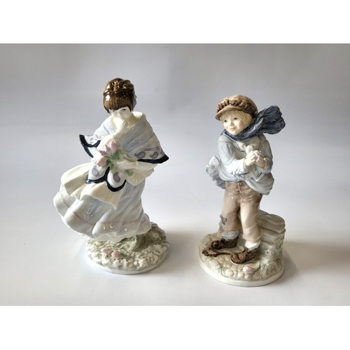 132 - A pair of limited edition numbered Coalport porcelain figures titled 'The Boy' 5329 and 'Visiting Da... 