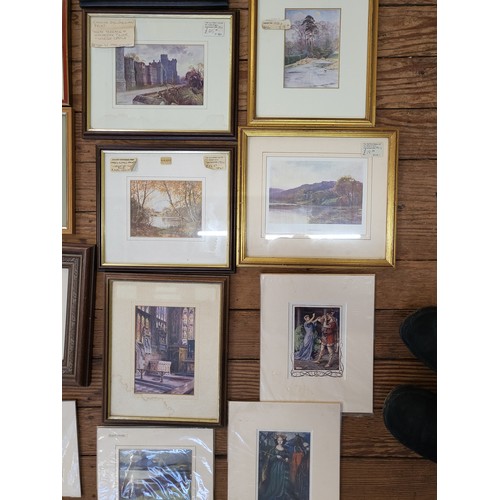 44 - An extensive collection of twenty-eight framed and glazed prints and seven mounted prints.