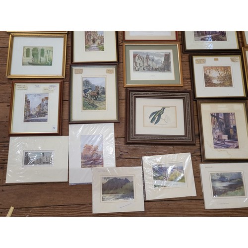 44 - An extensive collection of twenty-eight framed and glazed prints and seven mounted prints.