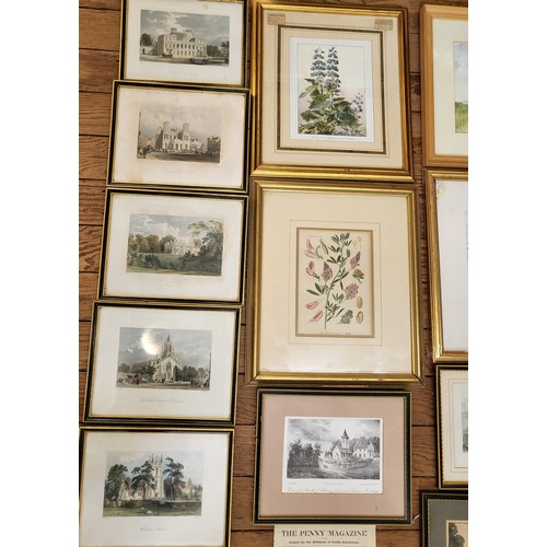 44 - An extensive collection of twenty-eight framed and glazed prints and seven mounted prints.