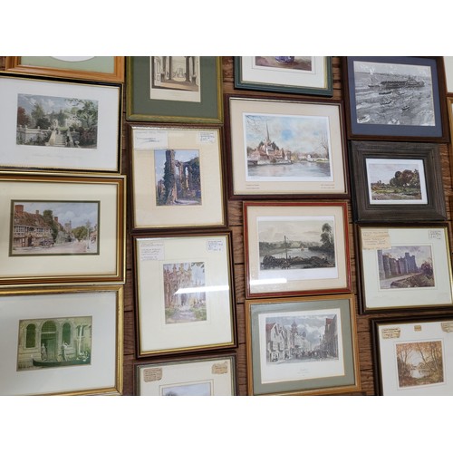 44 - An extensive collection of twenty-eight framed and glazed prints and seven mounted prints.