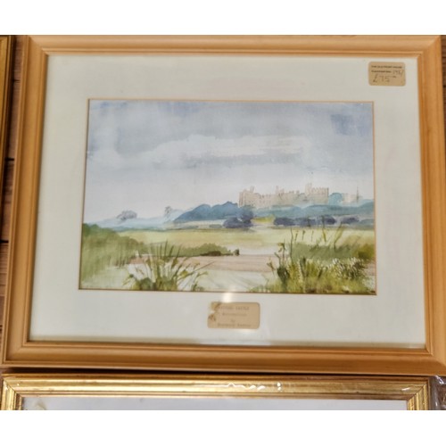 45 - A collection of thirteen prints and original watercolours including Arundel Castle (1987) by Rosemar... 