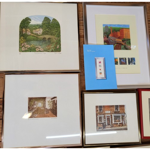 76 - A selection of framed and glazed limited edition etchings and prints including artists Richard Wade,... 