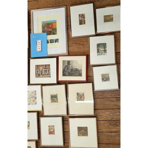 76 - A selection of framed and glazed limited edition etchings and prints including artists Richard Wade,... 