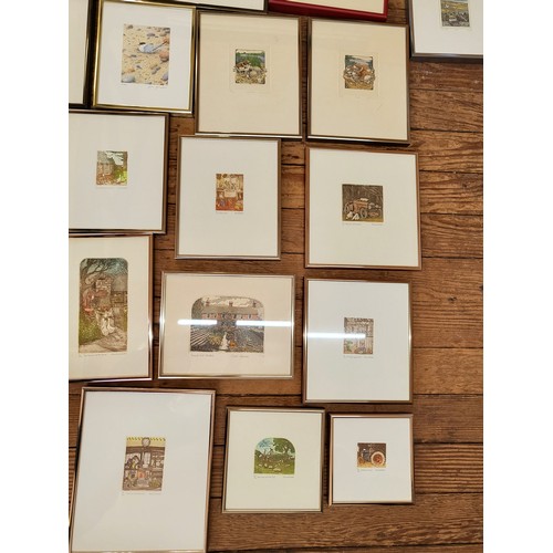 76 - A selection of framed and glazed limited edition etchings and prints including artists Richard Wade,... 