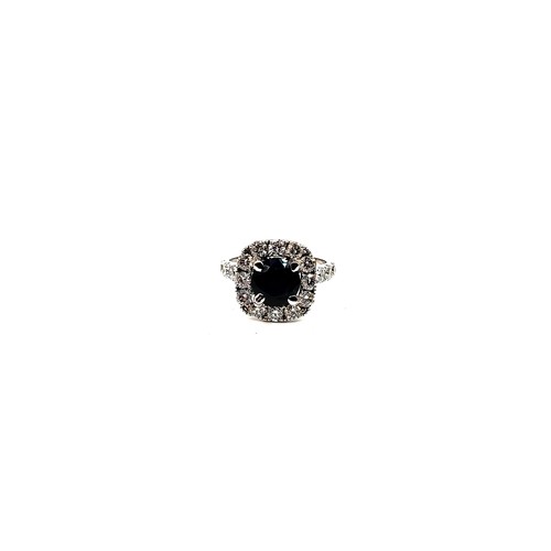 274 - An 14k white gold sapphire and diamond ring of 1.62cts. 4.4gms Size L