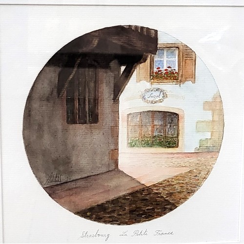 53 - Three original watercolours, Strasbourg 1994 artist Adolf. All framed & glazed. 35cm x 40cm includin... 