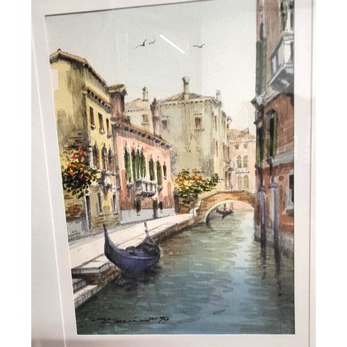 61 - Three original watercolours- Venice 1999 all framed & glazed. 54cm x 37cm & 34cm x 38cm & 38cm x 34c... 