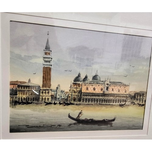 61 - Three original watercolours- Venice 1999 all framed & glazed. 54cm x 37cm & 34cm x 38cm & 38cm x 34c... 