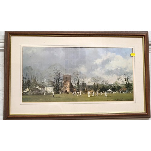 64 - Framed and glazed print 'The Opening Match' by Roy Perry. 75cm x 46cm including frame.