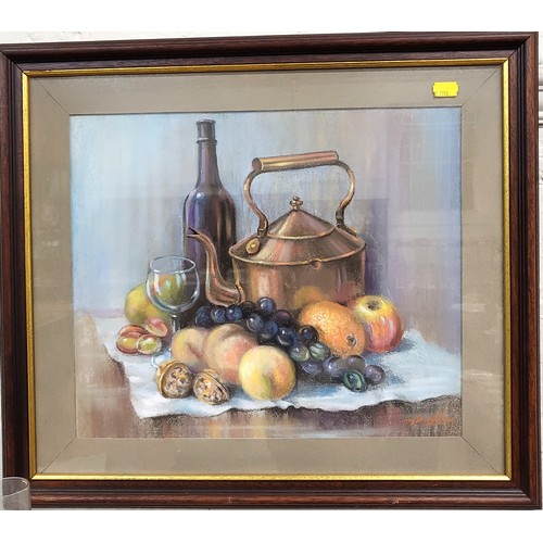 68 - Original still life pastel drawing 'Fruit Bowl' by Roy Stringfellow, framed & glazed. 54cm x 47cm in... 